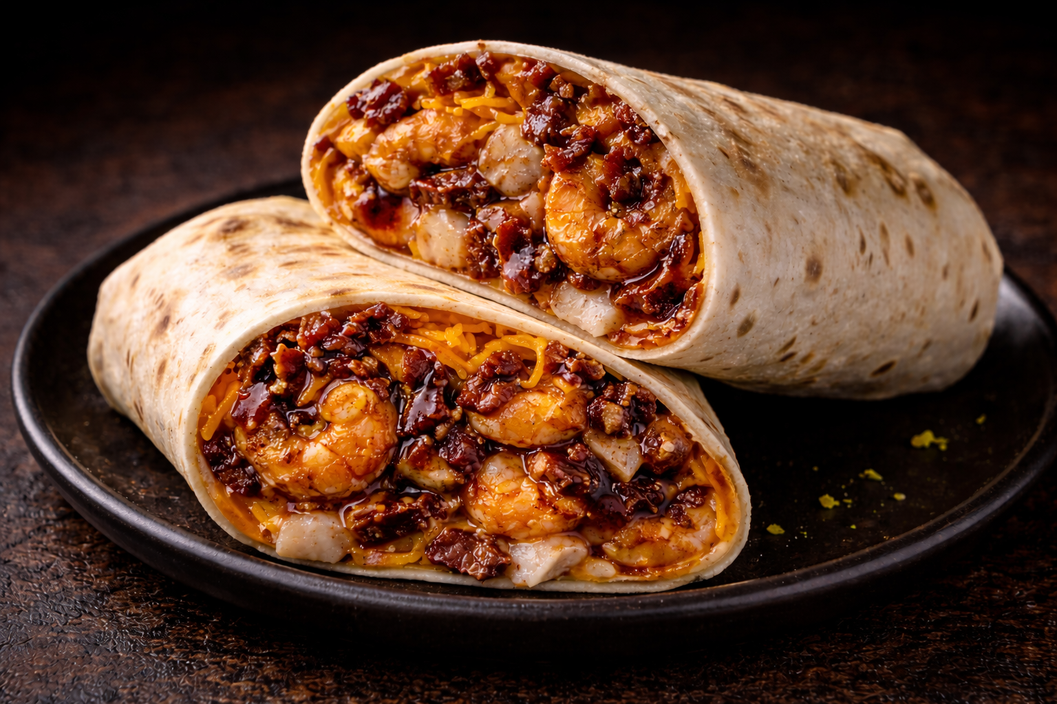 BBQ Bacon Ranch Shrimp Burrito